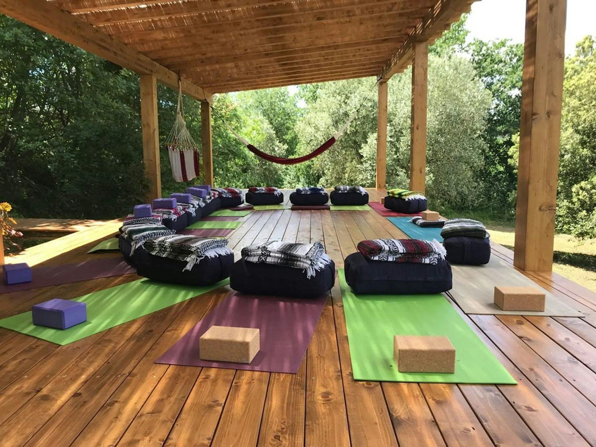 yoga mats outside in italy